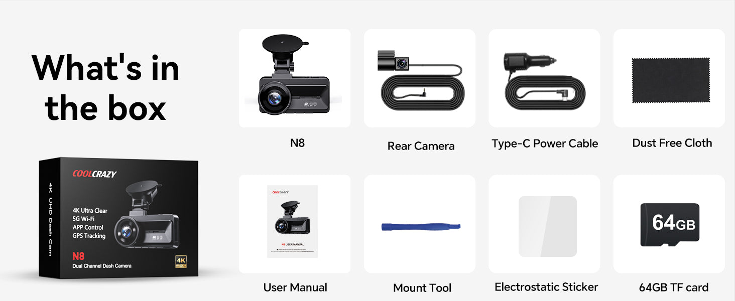 COOLCRAZY 4K Dash Cam Front and Rear
COOLCRAZY Dual Dash Camera with 5G WiFi
COOLCRAZY N8 Car Camera with Night Vision
COOLCRAZY 4K Dash Cam with GPS
COOLCRAZY N8 Dash Cam 64GB Card
COOLCRAZY Dual Recording Car Camera
COOLCRAZY Dash Cam with 3" IPS Screen
COOLCRAZY 24H Parking Mode Dash Cam
COOLCRAZY N8 Car Camera with G-Sensor
COOLCRAZY 4K Front and Rear Dash Camera
COOLCRAZY Car Camera with App Control
COOLCRAZY Dash Cam for Cars with HDR
COOLCRAZY Dash Cam Front Rear Wireless with WiFi
COOLCRAZY N8 Dash 